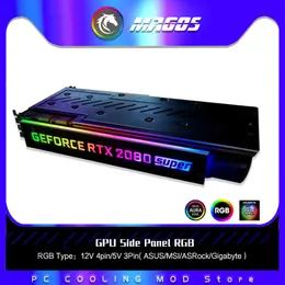Refrigeração Personalize Argb VGA Decoração da placa lateral do lado da placa LightEmitting RGB Painel lateral da GPU 5v3pin/12v4pin AURA LIGHTILIGING LABELA