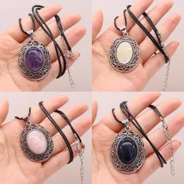 Pendant Necklaces Natural Shell Abalone Stone Rose Quartz Malachite Amethyst Alloy Egg Necklace For Jewelry MakingDIY Accessory Gift Party