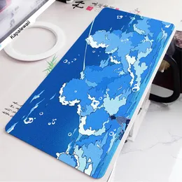 Pads XXL Large Computer Blue Anime Mouse Pad 800X300mm MousePad Laptop Desk Keyboard Pad XL Table Mat for Playing Games Mouse Carpet