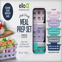 Ello Glass 3 4 Cup 27 Ounce Duraglass Food Storage Meal Prep Container Set, 10-teilig