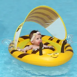 Sand Play Water Fun Swimbobo Uppblåsbar Baby Swimming Float Activity Center med Canopy Foldbar Swim Pool Seat Floating For Kids 230526