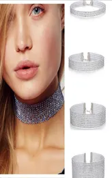 Women Fashion Bridal Rhinestone Crystal Necklace Jewelry Cheap Chokers Necklace For Women Silver Colored Diamond Statement3754298