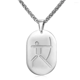 Pendant Necklaces Collare Archery & Pendants Fitness Bodybuilding Stainless Steel Double Dog Tag For Men Sport Gym Jewelry P941