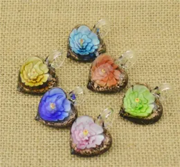 Glass Pendants Necklace 3D Flower Heart Love Shaped Murano Glass Jewelry Lampwork Glaze Pendant in Cheap 12pcs53332158244355