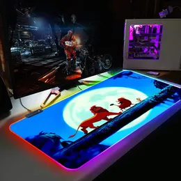 Spoczywa Lion King DIY Custom Gaming Myse Myse Computer Mousepad Large Mouse Pad Pad Gamer RGB LED Podświetlenie myszy dywan pc mata biurka