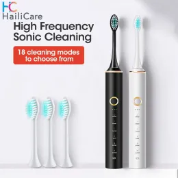 Soft Bristle IPX7 Waterproof Teeth Cleaning Device USB Charging Tooth Brush 4 Replacement Head