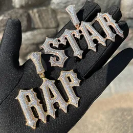 Benutzerdefinierte stachelige Buchstaben Mikro gepflastert CZ personalisierte Farbe Anfangsbuchstaben Anhänger Halskette Hip Hop Rapper Schmuck