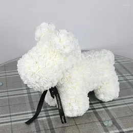 Fiori decorativi 40cm 1pcs Rose Dog PE Teddy Bear Schiuma artificiale per regali di compleanno Anno regalo di San Valentino per donne