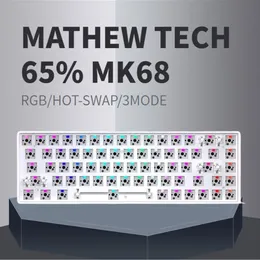 コンボMK68メカニカルキーボード65％レイアウトキットRGB Bluetooth 2.4G/Wired Threemode Hotswappable Compact Mini Portable Computer Keyboard