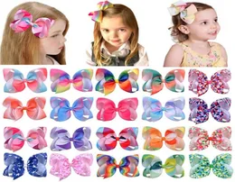 6inch Rainbow Hair Bows Girls Hair Clips Unicorn Kids Barrettes baby bb clip badegir hair hair accessories5205516
