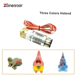 스캐닝 Zonestar 3in1 아웃 혼합 색상 Hotend 1.75mm 필라멘트 0.4mm MK7 MK8 노즐 3D 프린터 부품 24V 압출기 Jhead