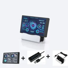 Gadgets Computer Monitor For Mini ITX Case 3.5" IPS TYPEC Secondary Screen CPU GPU RAM HDD USB Display Stand + USB Hub no need AIDA64