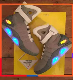 HOT Sneakers Led Shoes Boots Dark Gray Marty Mcfly 'S Lighting Up Mags Black Red Limited Edition Air Mag Back To The Future Glow In The With Box