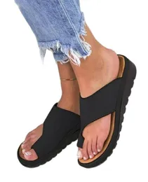Slippers Women PU Leather Shoes Comfy Platform Flat Sole Ladies Casual Soft Big Toe Foot Correction Sandal Orthopedic Bunion Corre1669450