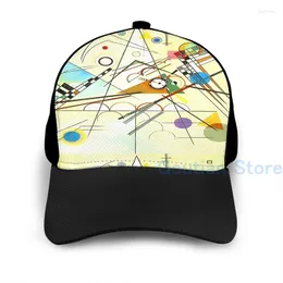 Ball Caps Moda Kandinsky Pintura Capas de basquete masculino impressão gráfica Black Unisex Hat adulto