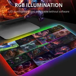 패드 핫 판매 Terraria RGB 마우스 패드 큰 게임 내구성 세척 가능한 고무 빛 빛나는 USB LED Mousepad Keyboards와 백라이트 매트