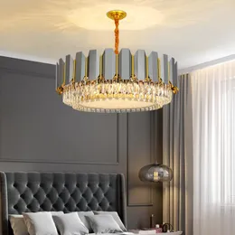 Chandeliers Stainless Steel Light Luxury Crystal Chandelier Post Modern Living Room Lamp Simple Dining Bedroom Nordic Lamps