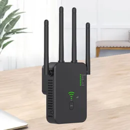 Routers Wireless WiFi Repeater Dual Band 5GHz/2.4GHz Signal Booster with 4 Antennas 3 Modes UK/US/EU Wide Coverage for Home Hotel