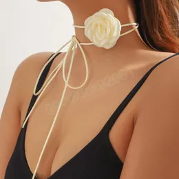 Süße Rose Blume Schlüsselbein Kette Halskette Hochzeit Braut Sexy verstellbare Halsband Frauen Schmuck Y2K Zubehör