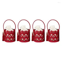 Gift Wrap 4 Pieces Bridesmaid Handbag China Wedding Red Box Hand Tote Bag Accessories