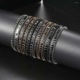 Link Bracelets Trendy Unusual Black Crystal Tennis Bracelet For Men Adjustable Zircon Women Bangle Chain On The Hand Steampunk Jewelry