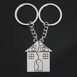 Keychains 1pair Couple I LOVE YOU Lovers Keychain Warm House Type Key Chain Souvenirs Valentine's Day Gift Built With Home