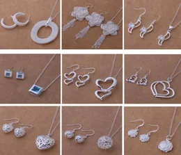 Mixed Fashion Jewelry Set 925 Silver necklace earrings for women to send his girlfriend wife gifts 9setlot 14666733519