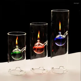 Candle Holders 1set/pack Diameter 8cm Different Height 18cm 22cm 28cm Cylinder Shaped Glass Oil Lamp Home Decorative Wedding Gift