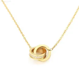 Halsband Fashion Classic Design Pendant Love Screw Cap Halsband för män Kvinnor Double Loop Ring Full CZ Två rader Diamond Pendant Jewelry Collares Colli