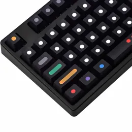 Tillbehör Cherry 129 Keys Black Round Dot KeyCap PBT Dye Sub Keycaps ISO Layout för MX Switch Gmmk Pro GK68 Mekaniskt tangentbord 61 68 980