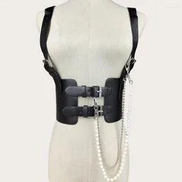 Bälteskorsett med dingle pärlkedja cummerbunds rem för kvinnor bankett elastisk tät hög midje bantning bälte bälte