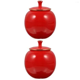 Set di stoviglie 2 pz Candy Jar Coperchio Ceramica Zuccheriera Contenitore ermetico per spezie da tè