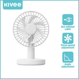 Gadgets KIVEE Summer Portable Fan USB Desktop Mini Fan Cooling Air Rotation Adjustable Angle For Office Household USB High Quality Fan