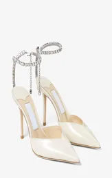 Luxury brands Summer Sandals Womens Saeda 100MM Suede Backout Pump With Crystal Strap heel Pumps fashion Women039s High Heels W7854648