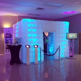 Zelte und Unterstände, aufblasbares, tragbares Stager-Booth-Gehäuse mit wechselnden LED-Lichtern in 16 Farben, Innenluftgebläse für Hochzeiten, Partys