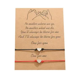 2pcsset Charm Bracelet For Friendship Couples Love Heart Pendant Bangles Women Man Lucky Wish Jewelry8648461