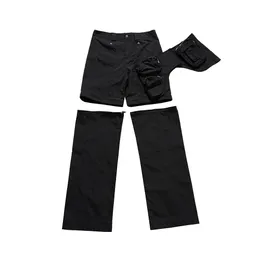 Wielopapośnikowe spodnie ładunkowe dla mężczyzn proste czarny kolor workowate unisex luźne spodnie