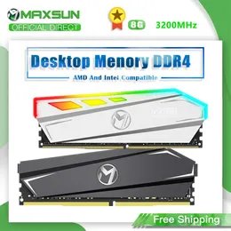 RAMs MAXSUN RAM DDR4 8GB 3200MHz RGB Lighting Interface 288Pin Memory Voltage 1.2V 3 Years Warranty Memoria RAM ddr4 Original Rams