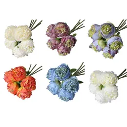 Decorative Flowers & Wreaths Vived 1Bouquet 5 Heads Peony Artificial Faux Silk Fake For Wedding Party Home Office Desktop Garden Balcony Dec