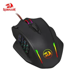 Mäuse Impact USB-Gaming-Maus mit Kabel, 12400 DPI, 18 Tasten, programmierbares Spiel, optische Mäuse, RGB-Hintergrundbeleuchtung, für Laptop, PC, Computer, Pubg, LOL