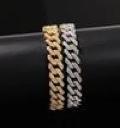 Mens Hip Hop Gold Bracelets Jewelry Iced Out Chain Bracelets Rose Gold Silver Miami Cuban Link Chain Bracelet7660437