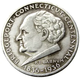 USA USA 1936 Bridgeport Connecticut Pomagresowe pół dolara srebrnego platowanego kopii monety
