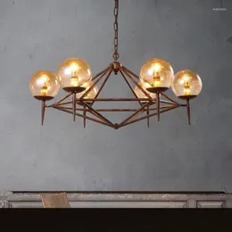 Pendant Lamps Nordic 6 Heads Glass Lights Led Retro Loft Style Vintage Industrial Lamp Lampara Dining Room Restaurant Light Fixture