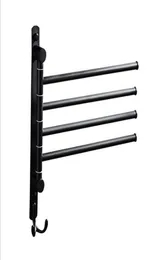 Stainless Steel Black Finish Swing Out Towel Bar Folding Arm Swivel Hanger Holder Folding Movable Bath Towel Bar T2009163099073