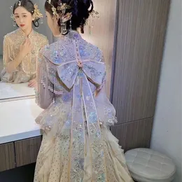 Broderade kläder 2022 Ny rostningskläder Bröllop Bride Summer Dragon Phoenix Jacket Retro Kinesisk bröllopsklänning