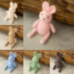 Keepsakes born Pography Props Bunny Doll Knitted Mohair Cartoon Rabbit Doll Toy Fotografia Accessory Studio Shoots Po Props 230526