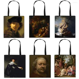 Shopping Bags Greatest Holland Painter Rembrandt Print Handbag The Storm On Sea Of Galilee Oil Paintings Totes Ladies Shopper