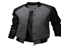 Cool College Baseball Jacket Men 2017 Diseño de moda Black Pu Leather Sleeve Mens Slim Fit Varsity Jacket Brand Veste Homme T200104267303