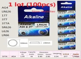 100pcs 1 lot AG4 LR626 177 377 377A SR626 L626 LR66 155V Alkaline button cell battery coin batteries 9042435