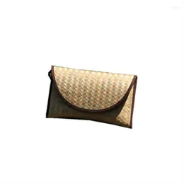 Storage Bags Chinese Style Handmade Original Ethnic Characteristics Retro Bamboo Cloth Handle Women's Handbag